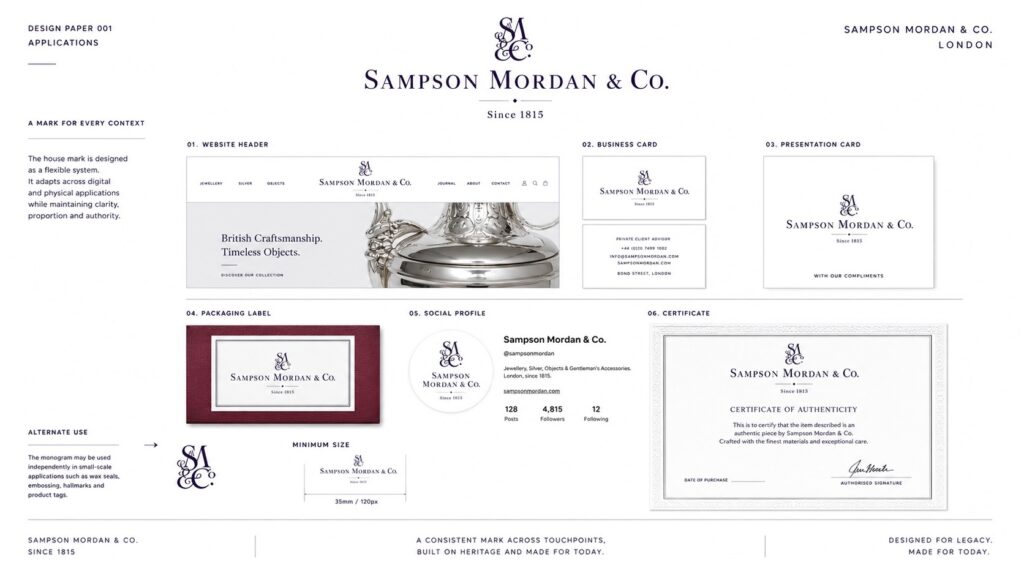 Sampson Mordan Logo Applications.