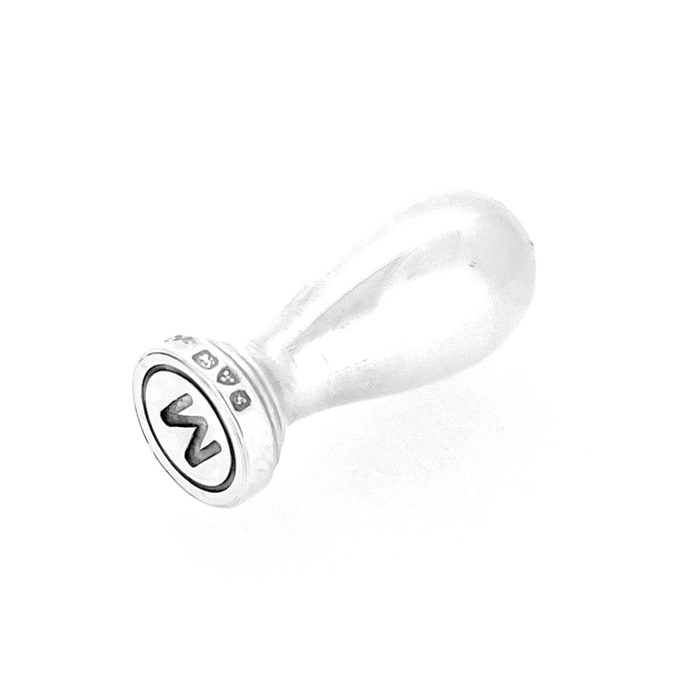 Polished sterling silver wax seal with monogram M